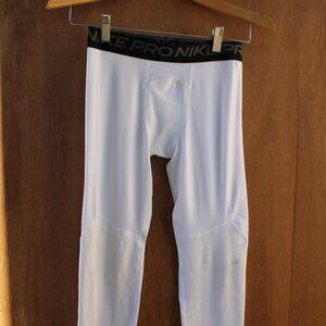 Nike Pro Dri-FIT Compression Tights Boys Large White Athletic Leggings